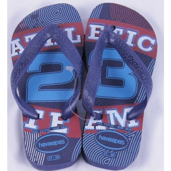 Havaianas Kids Flip Flop Blue Multicolor Athletic Team US Size 11 12C EUR 29 30 - Picture 2 of 6